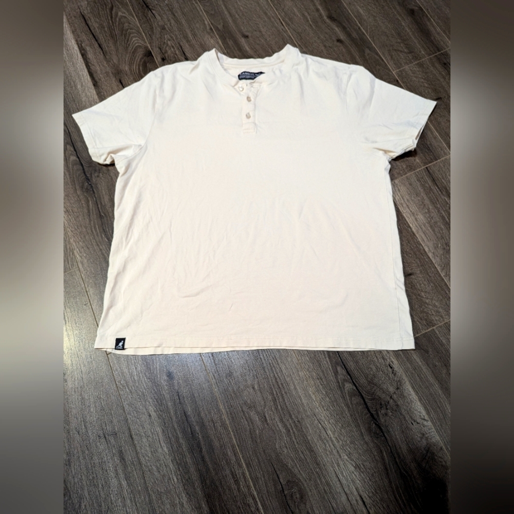 Kangol Henley style T-shirt. Cream colour. Size XXL. Born British. 3 buttons.